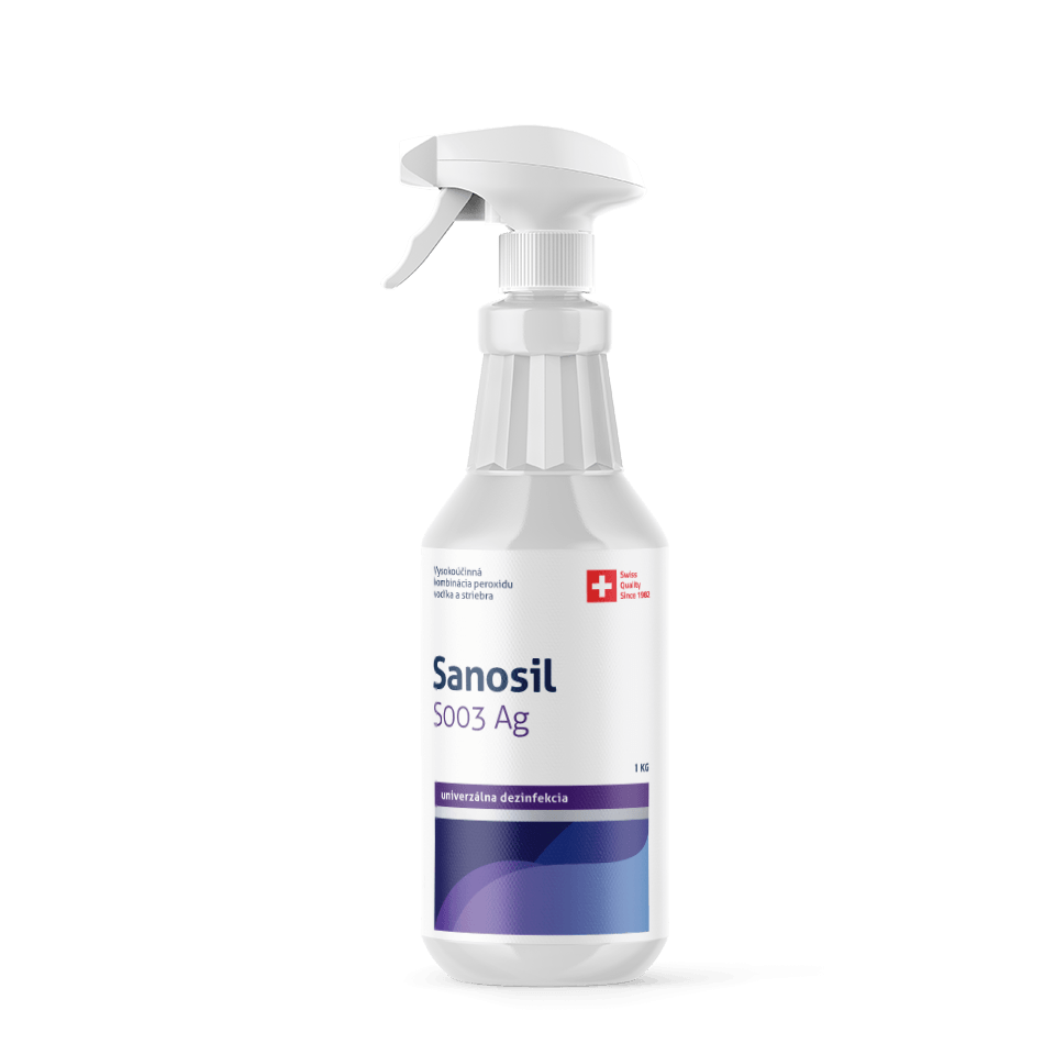 Sanosil S003/DETECTAIR - Dezinfekcia gastro prevádzky kuchyne, sanitárne zariadenia,dezinfekcia hračiek a umývateľné plochy proti vírusom, baktériám a plesni, 500g rozprašovač